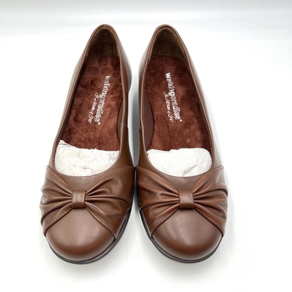 6.5 W 6.5 WIDE WIDTH Walking Cradles Brown Leather Flats Shoes - Picture 2 of 13